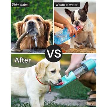 KungFuPet Dog Water Bottle with Filter, Portable 2 in1 Dog Water Bottle Cup with Food Container Pet Cat Leak Proof Water Dispenser for Outdoor, Walking BAP Free