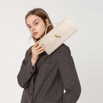 Newrogeng Woven Clutch Purse Stylish Evening Handbag