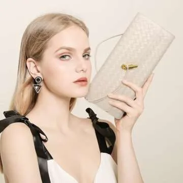 Newrogeng Woven Clutch Purse Stylish Evening Handbag
