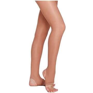 Ladies Little Girls'Ultra Sheer Pantyhose Tights Stockings Nylon Women's Stirrup Ballet Dance Shimmer Tights (Adult XLA, Toast)