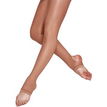 Ladies Little Girls'Ultra Sheer Pantyhose Tights Stockings Nylon Women's Stirrup Ballet Dance Shimmer Tights (Adult XLA, Toast)