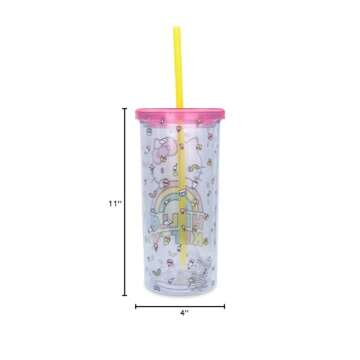 Silver Buffalo Sanrio Hello Kitty Plastic Tall Cold Cup with Lid and Straw, 20 Ounces
