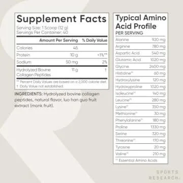 Sports Research Collagen Peptides - Hydrolyzed Type 1 & 3 Collagen Powder Protein Supplement for Healthy Skin, Nails, & Joints - Easy Mixing Vital Nutrients & Proteins, Collagen for Women & Men