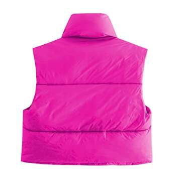 American Trends Cropped Puffer Vest for Women Winter Outwear Puffer Vest Sleeveless Jacket Stand Col...