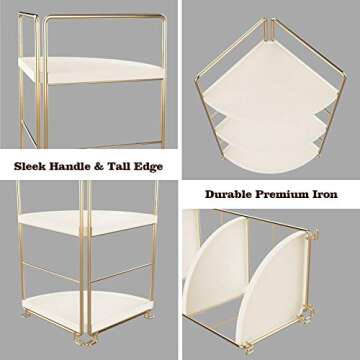 kaileyouxiangongsi 2-Tier Kitchen Spice Rack-Corner Bathroom Shelf- Triangle Standing Storage Rack for Bathroom, Living Room, Bedroom, Kitchen (Golden)