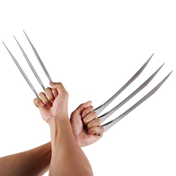 Wolverine Claws Realistic Plastic Cosplay Costume Props, Set of 2, Silver, One Size