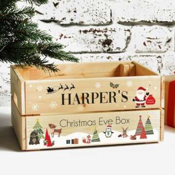 Personalized Children'S Christmas Eve Crate Christmas Gifts For Kids Custom Christmas Boxes Wooden Family Christmas Boxes