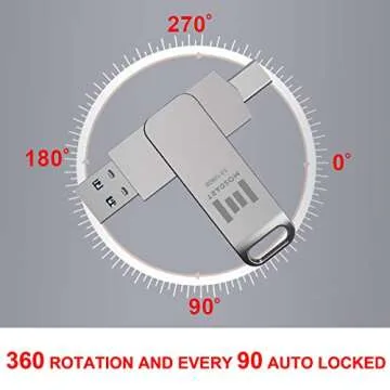 MOSDART 128GB USB3.1 Fast Speed C and A Dual Flash Drive, exFAT Memory Stick with Keychain Loop, for iPhone 15 and 16, Android Phone, iPad, MacBook, Silver