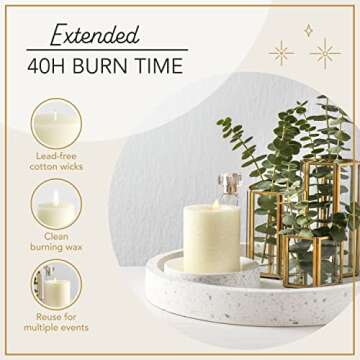 Melt Candle Pillar Candles, 3 Pack - Unscented Candles for Home, Church, Weddings, & More - 3" x 4", Ivory