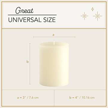 Melt Candle Pillar Candles, 3 Pack - Unscented Candles for Home, Church, Weddings, & More - 3" x 4", Ivory