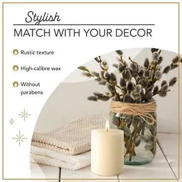 Melt Candle Pillar Candles - Unscented, Long-Lasting Elegance