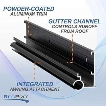 RecPro RV Awning Trim with Gutter | 92" Length | Aluminum | Made in USA (2 Trim Pieces, Black)