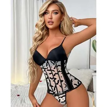 Banamic Women Corset Lingerie Sexy Corset Bodysuit Overbust Body Shaper Bustier