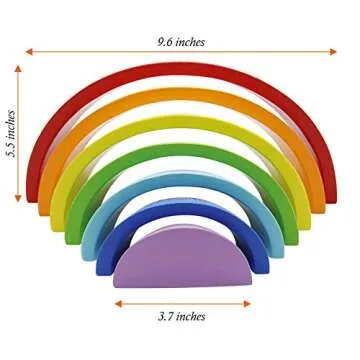 MorTime Wooden Rainbow Stacker, Tunnel Stacking Game, Jigsaw Puzzles Educational Toys, Shape Matching Learning Toy Set, Early Development Gift for Toddler