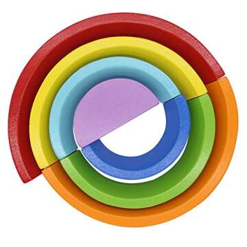 MorTime Wooden Rainbow Stacker, Tunnel Stacking Game, Jigsaw Puzzles Educational Toys, Shape Matching Learning Toy Set, Early Development Gift for Toddler