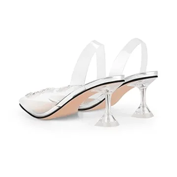 wetkiss Clear Rhinestones Slingback High Heel Sandals