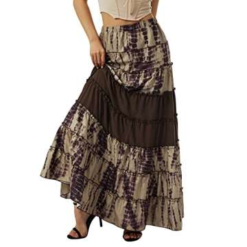 Sundro Women's Heart Print High Waisted Bohemian Midi Skirt A-Line Bodycon Long Pencil Skirt Streetw...