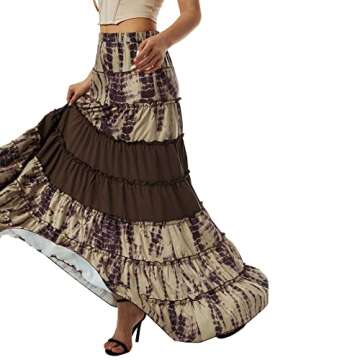 Sundro Women's Heart Print High Waisted Bohemian Midi Skirt A-Line Bodycon Long Pencil Skirt Streetwear Valentines Day Gifts, 03 Black