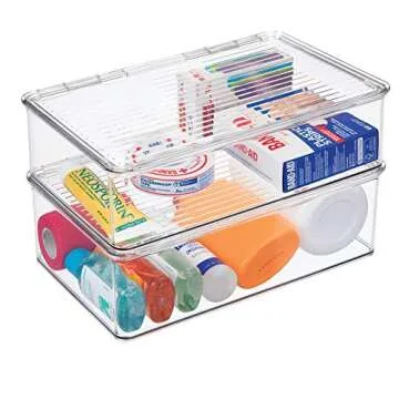iDesign Clarity BPA-Free Plastic Vanity Organizer Box with Lid - 9" x 9" x 3", Clear,Medium,39510