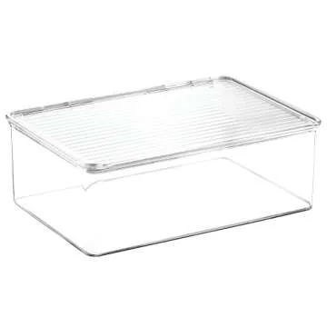 iDesign Clarity BPA-Free Plastic Vanity Organizer Box with Lid - 9" x 9" x 3", Clear,Medium,39510