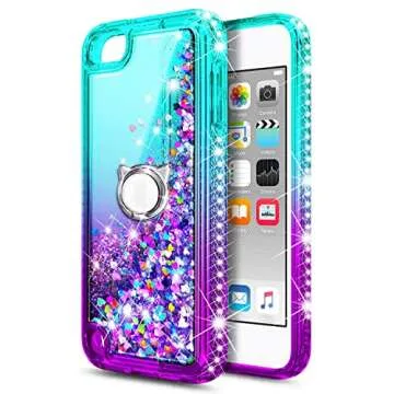 Stylish iPod Touch 7 Case with Glitter Design and Screen Protector