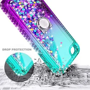 Stylish iPod Touch 7 Case with Glitter Design and Screen Protector