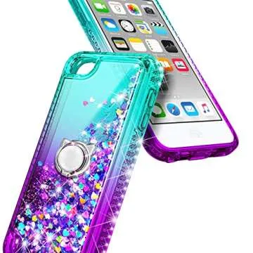 Stylish iPod Touch 7 Case with Glitter Design and Screen Protector