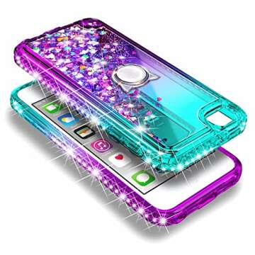 Stylish iPod Touch 7 Case with Glitter Design and Screen Protector