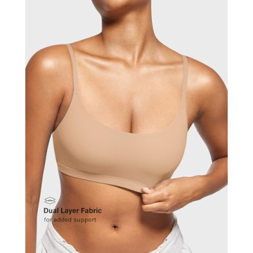 INLYRIC Women's Inbarely Bralettes Cami Bras No Underwire Wireless Seamless Unlined Comfort Sports Bra Warm Beige Large