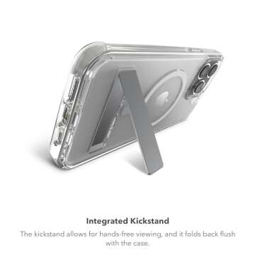 ZAGG Crystal Palace Snap iPhone 15 Pro Max Clear Phone Case w/Built-in Kickstand - Drop Protection (13ft/4m), Durable Graphene, Anti-Yellowing, and Scratch-Resistant MagSafe Phone Case