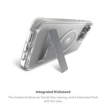 ZAGG Crystal Palace Snap iPhone 15 Pro Max Clear Phone Case w/Built-in Kickstand - Drop Protection (13ft/4m), Durable Graphene, Anti-Yellowing, and Scratch-Resistant MagSafe Phone Case