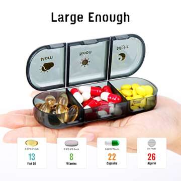LIUDOC Pill Organizer 3 Times a Day - Ideal for Tablets & Travel