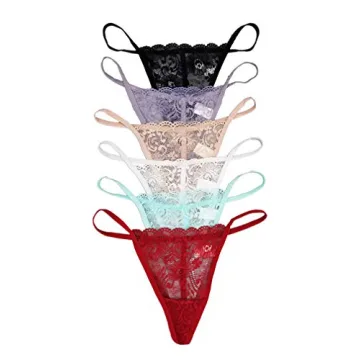 Vision Underwear 6 Pack Sexy Floral Lace G-String Thong Panties