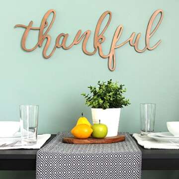 Stratton Home Decor Bronze Thankful Script Wall Decor | Laser Cut Hand Painted Thankful Sign Metal W...