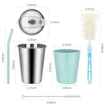 Rommeka Kids Cups Spill Proof, 4 Pack 12oz Stainless Steel Toddler Cups with Straws and Lids, Sippy Cup with Silicone Sleeves, Kids Cups for School Home