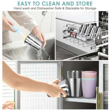 Rommeka Kids Cups Spill Proof, 4 Pack 12oz Stainless Steel Toddler Cups with Straws and Lids, Sippy Cup with Silicone Sleeves, Kids Cups for School Home