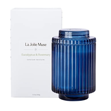 LA JOLIE MUSE Eucalyptus & Rosemary Scented Candle - Aromatherapy Candle for Relaxation, Natural Soy...