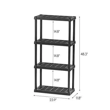 IRIS USA 4-Tier Heavy Duty Plastic Shelving Unit - 40lbs Capacity