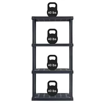 IRIS USA 4-Tier Heavy Duty Plastic Shelving Unit - 40lbs Capacity