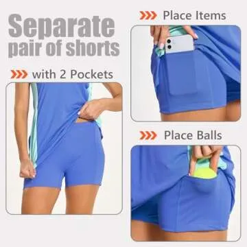 M MAELREG Tennis Dress with Built in Shorts Moisture Wicking Activewear Sports Workout Sleeveless Womens Golf Dress Haze Blue