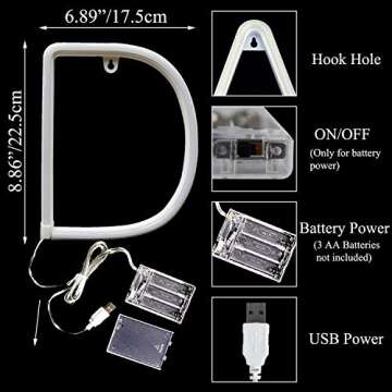 Light Up Letters Neon Signs, Pink Marquee Letter Lights Wall Decor for Christmas, Birthday Party, Bar Valentine’s Day Words-Pink Letter D