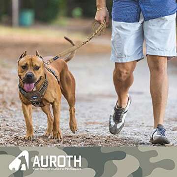 AUROTH Dog Leash Large Dogs, Heavy Duty Dog Leash Bungee, No Pull Dog Leash for Shock Absorption, Army Yellow Dog Training Leashes for Medium Large Breed Dogs 6FT, 2 Padded Handles