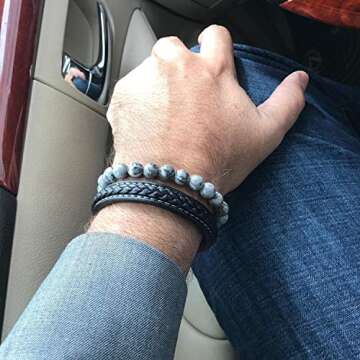 Jade Cabbage Men Bracelet for Energy Balance Gift