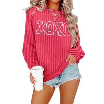 MNLYBABY Valentines Day Shirt Valentine Shirts Women Cute Love Heart Sweater Lightweight Sweatshirt ...