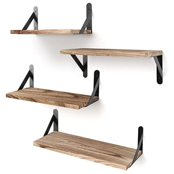 Floating Shelf Set - Stylish Carbonized Brown Wall Decor