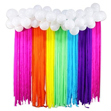Rainbow Party Backdrop with Balloon Garland for Kids