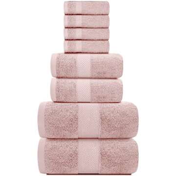 White Classic Luxury Bath Towel Set of 8 Pieces - 100% Turkish Cotton Highly Absorbent Towels for Ba...
