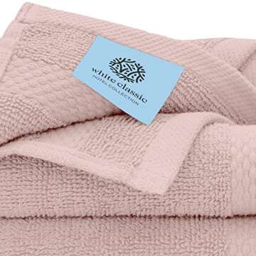 White Classic Luxury Bath Towel Set of 8 Pieces - 100% Turkish Cotton Highly Absorbent Towels for Bathroom, 2 Luxury Bath Towels 700GSM, 2 Hand Towels, 4 Washcloths, Pink