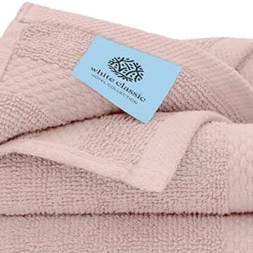 White Classic Luxury Bath Towel Set of 8 Pieces - 100% Turkish Cotton Highly Absorbent Towels for Bathroom, 2 Luxury Bath Towels 700GSM, 2 Hand Towels, 4 Washcloths, Pink