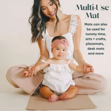 Ava + Oliver Vegan Leather Baby Changing Mat (16 X 30 in) - Multipurpose Wipeable and Portable Diaper Changing Mat - Foldable Travel Changing Mat (Cream)